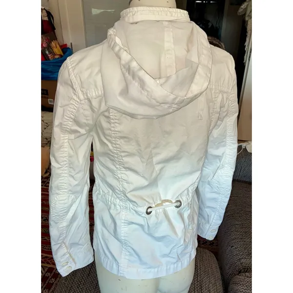 Calvin Klein White Lng-slv Zip-up Jacket W/ Hood, Sz XS - Image 3