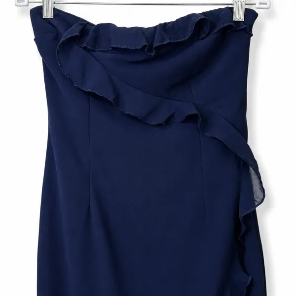 NEW Lulus Excellent Sensation Navy Strapless Ruffled Mermaid Maxi Dress Medium - Image 6