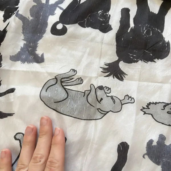 Vintage Dog Lover Womens Scarf 100% Silk Shawl Gray‎ Feminine Whimsy Coquette - Image 6