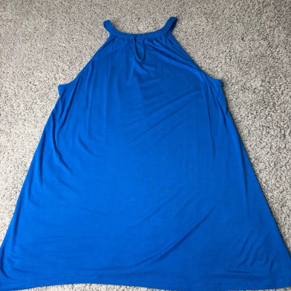 Ann Taylor LOFT Royal Blue Halter Neck Tank Top Sleeveless Rayon Blouse Large - Image 2