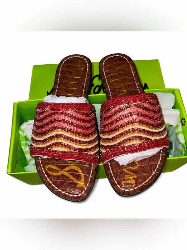 Sam Edelman Gallie Beaded Slide Sandal in Sunset Multi Size 7.5 New In Box - Image 2