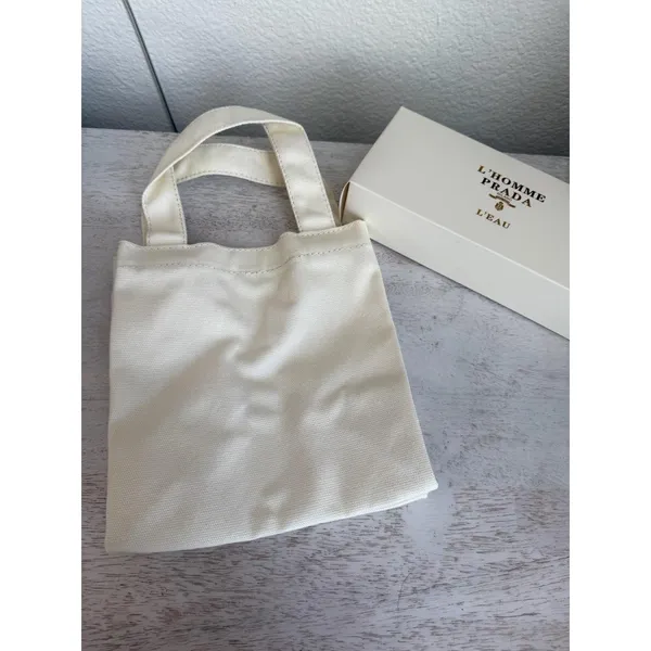 NIB Prada L'Homme White Canvas Tote - Image 4