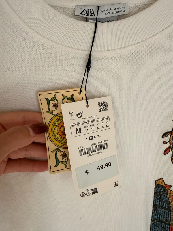 Zara White Graphic Tarot Card Crewneck Sweater - Image 3