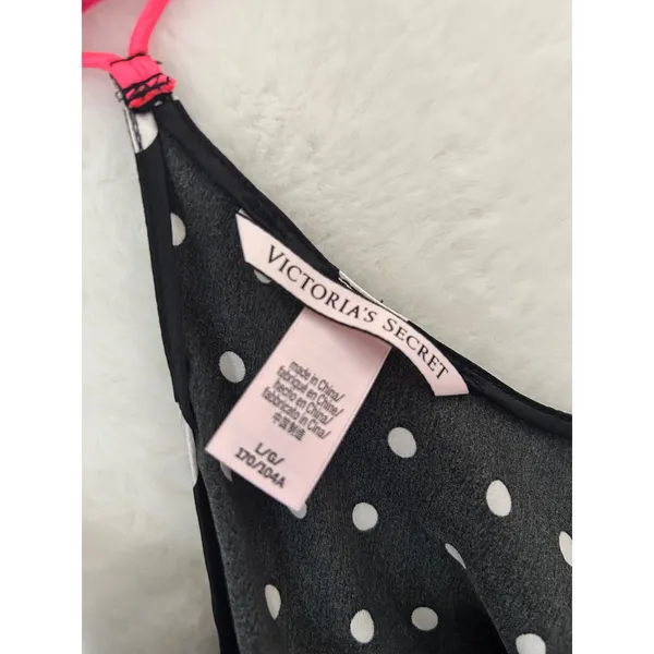 Victorias Secret Polka Dot Cami Top Black‎ Pink Straps Large 391191-HGK - Image 6