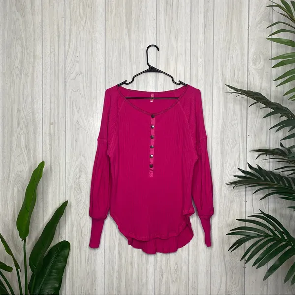 Free People Movement Bella Layer Henley Top Passion Fruit size S Small - Image 3