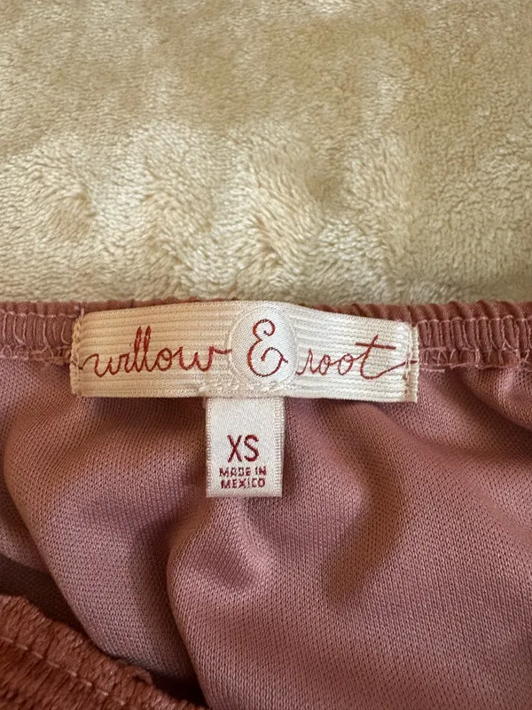 Willow Root Cami Top Dusty Rose Adjustable Straps with Crochet Lace Overlay Size XS - Image 3
