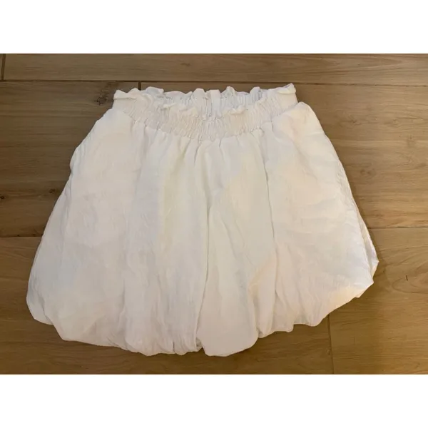 NEW White Bubble High Waisted Ruffle Poof Cotton Blend Mini Skirt M - Image 6