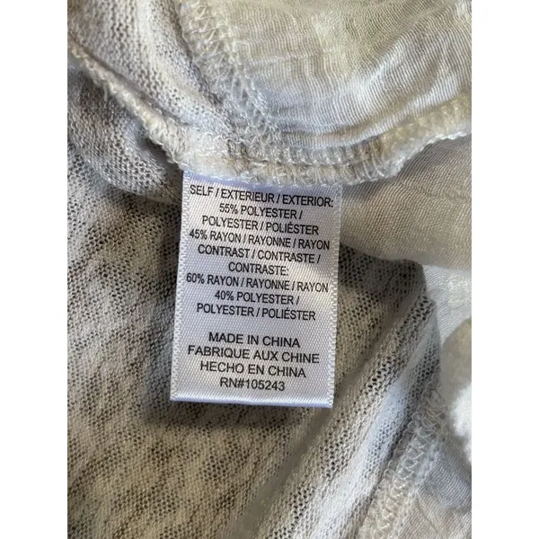 Studio B Beige/White Striped Short Sleeve Buttons V‎ Neck Size Small High/Low - Image 6