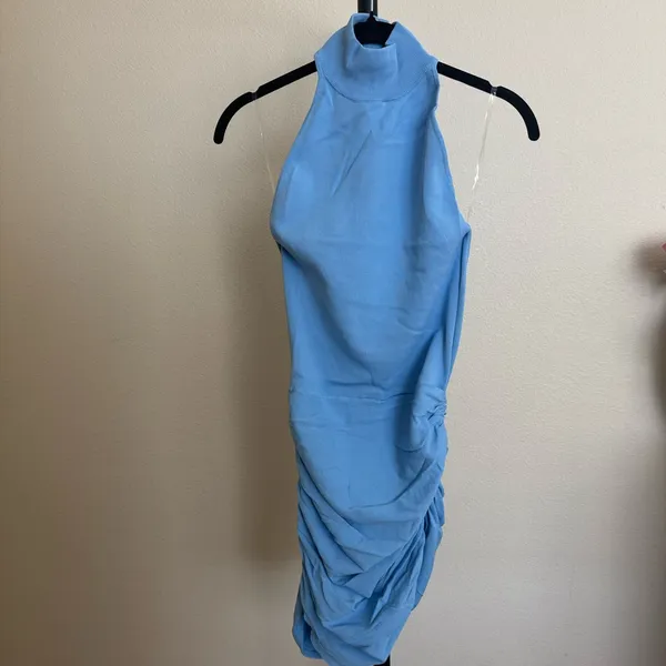 House of CB 'Anura' Soft Blue Knit Halter‎ Dress NWOT size L - Image 3