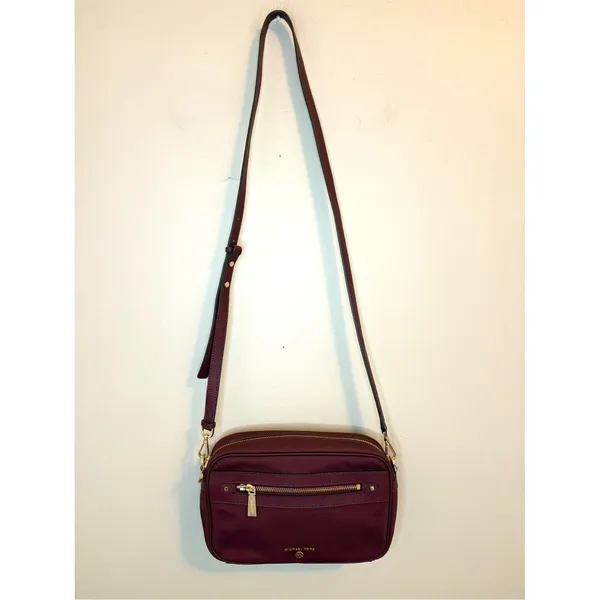 Michael Kors Burgundy Nylon Crossbody Camera Bag Gold Hardware - Image 2