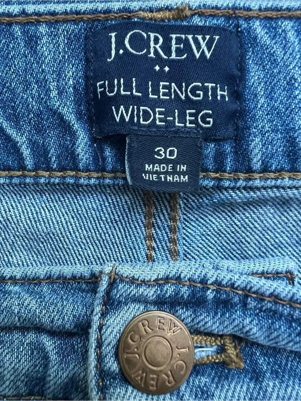 J.Crew Full Length Wide-Leg Jeans Button Fly Blue Size 30 - Image 4