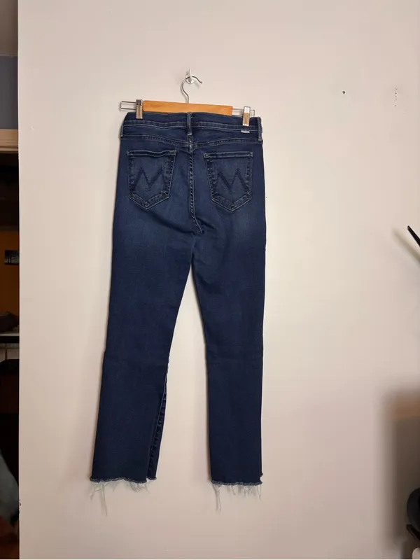 MOTHER The Outsider Ankle Fray Uncharted Waters Blue Denim Jeans - Image 8