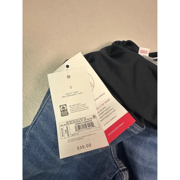 Isabel Maternity by Ingrid & Isabel Flare Jeans Crossover Panel Medium Wash 2‎ - Image 4