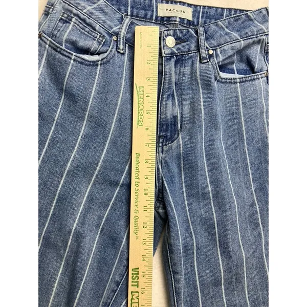 P A C S U N Womens Mom Jeans Blue Pinstripe Size 26 High Waisted Denim‎ - Image 7