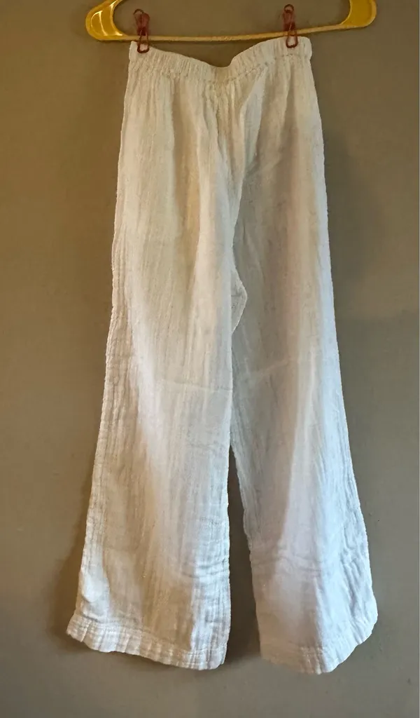 Roxy Oceanside Linen Blend Beach Pants White Wide Leg Size XS - Image 4