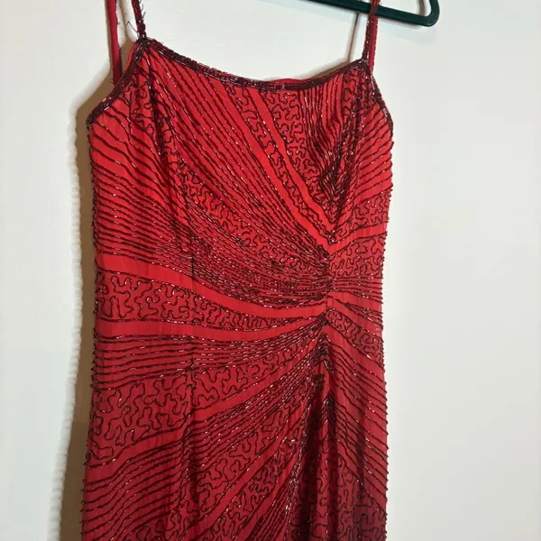 Vintage Y2K silk beaded ombre formal dress - Image 2