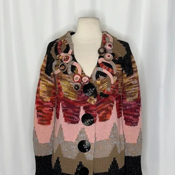 Anthropologie SLEEPING ON SNOW Loops & Angles Cardigan Sweater Wool Small - Image 3