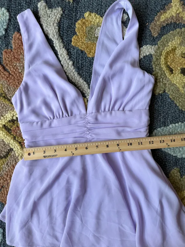 Lulus Celebration Time Lavender Tiered V-Neck Midi Dress Size XS Wedding Guest - Image 4