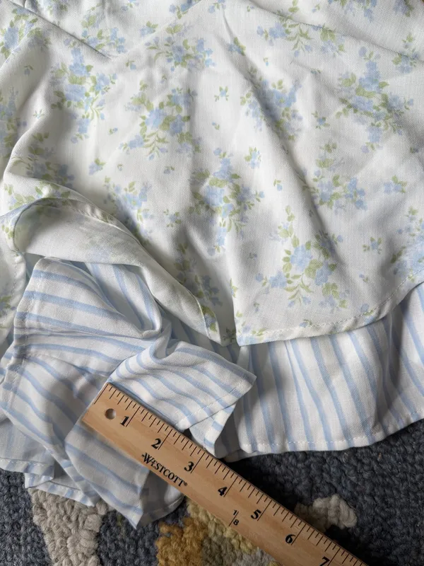 Altar'd State White & Light‎ Blue Floral Tie-Shoulder Romper - Image 2