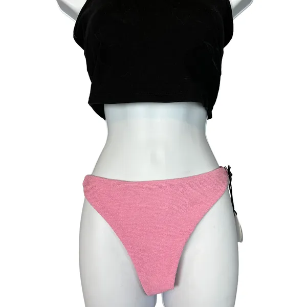 Tularosa Pastel Pink Bikini Bottom SMALL Cheeky Textured Smocked Revolve $78 NEW - Image 5
