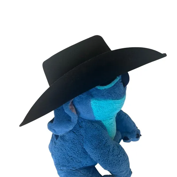 Black Felt Cowboy Hat One Size 7 1/2 Western Wool Festival Hatband Cowgirl Vegan - Image 4