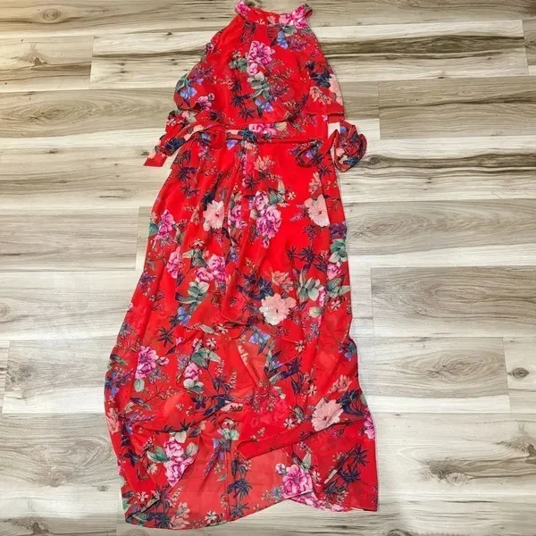 Eliza J Popover Halter High/Low Chiffon Maxi Dress Women’s 14 - Image 2