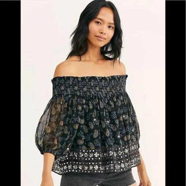 Free People Age Of Aquarius Paisley Sequin Top - Image 3
