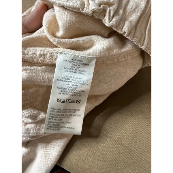 Free People Day’s End Linen Pull On Wide Leg Pants Women’s Medium Beige - Image 4