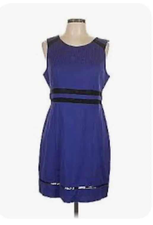 Walter Baker Cobalt Blue Mesh Sheath Cocktail Dress Sleeveless - Image 2