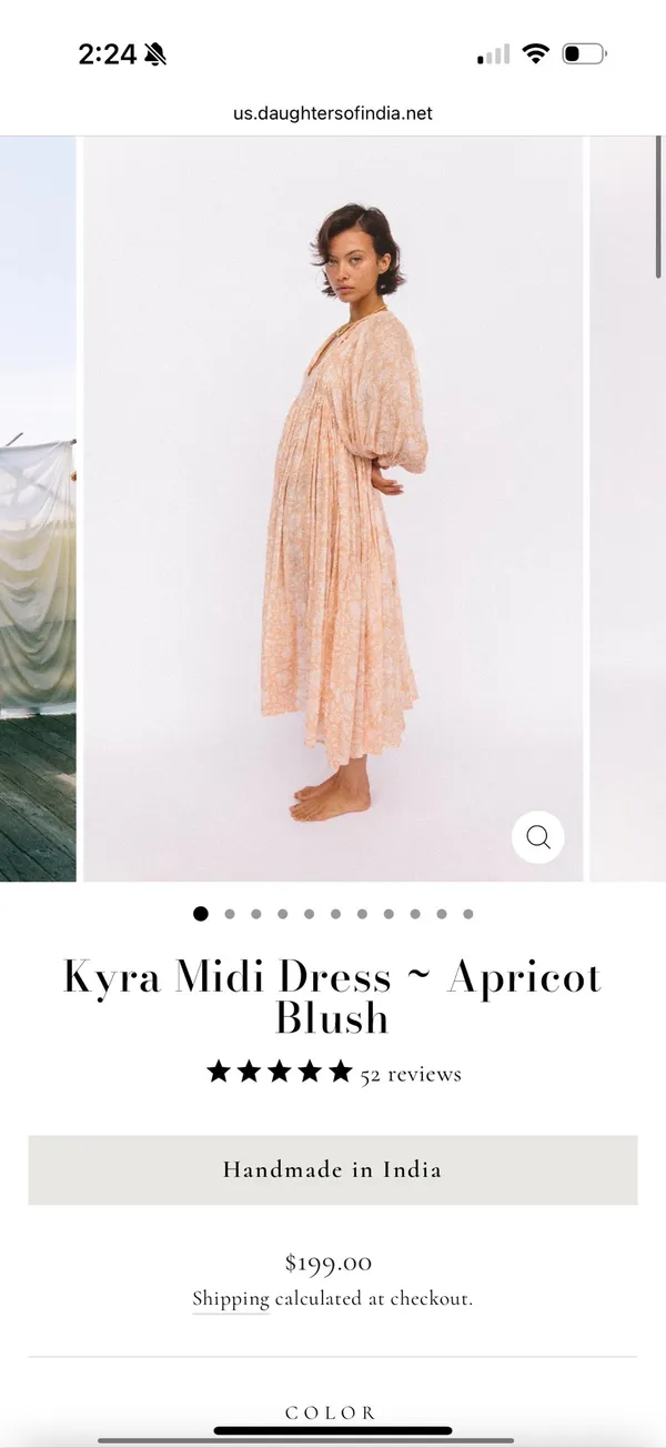 Daughters of India Kyra Midi Dress ~ Apricot Blush - Image 5