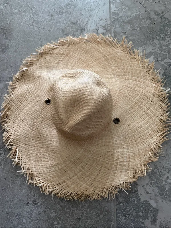 Tory Burch Natural Straw Beach Wide-Brim Sun Hat, No Scarf NEW - Image 4