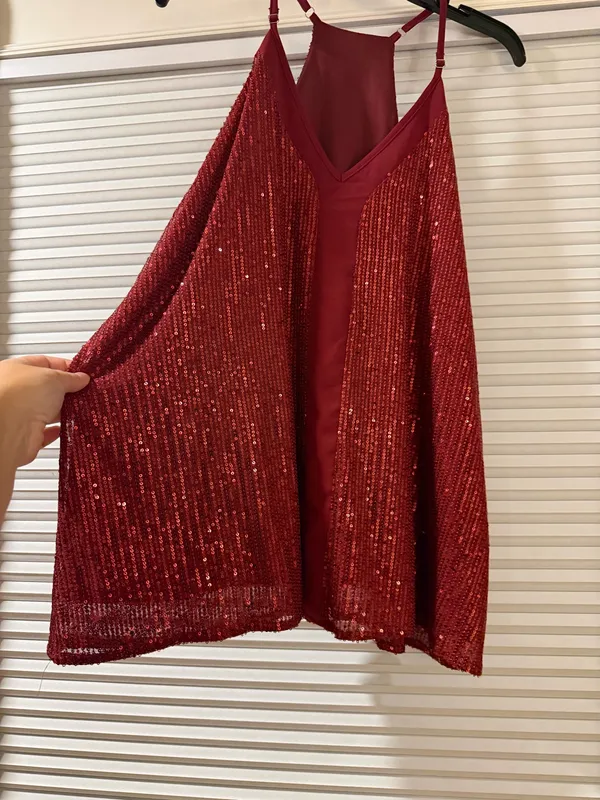 Women’s burgundy sequin top 2XL - Image 2