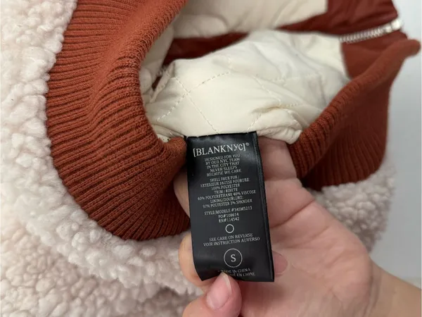 Blank NYC Faux Shearling Crop Jacket Small Marshmellow Brown - Image 7