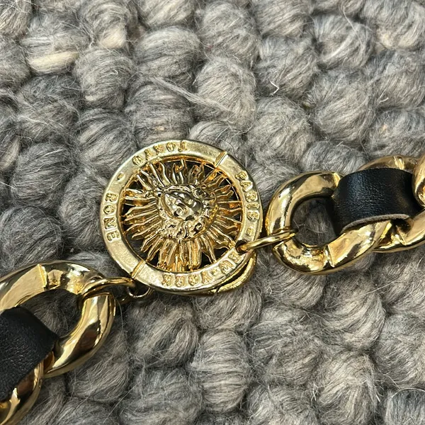 Non Signe Vintage Y2K Chunky Charm Belt Gold/Leather Ribboned Design - Image 7