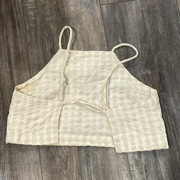 Free People cotton gingham striped open back tank - Image 2