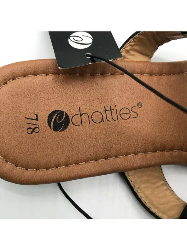 Chatties Womens Sandals Ankle Strap Chain Detail Faux Leather Black Size 7/8 - Image 5