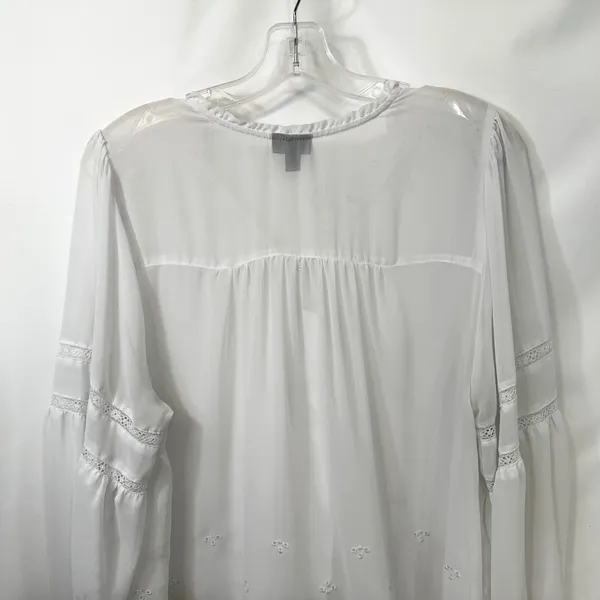 Torrid Plus Size 1X Top Chiffon Ruffle White Eyelet‎ Embroidered Bishop 1289 - Image 7