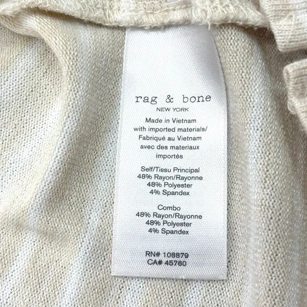 rag & bone Striped Long Sleeve Top Womens LG Beige White Bell Sleeve Jersey‎ - Image 7