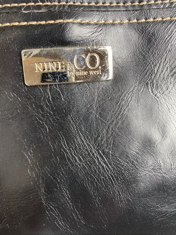 Nine West 100% Leather Black Shoulder Tote Bag - Image 7