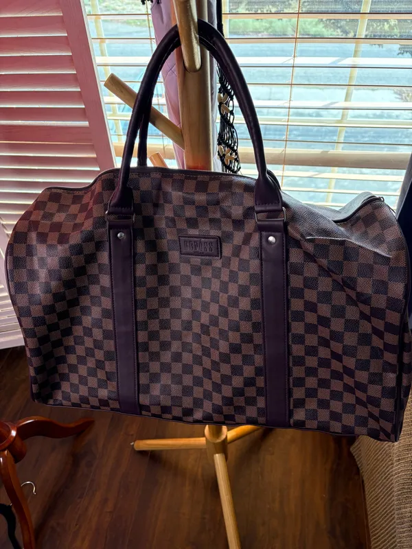 Benoss Milan Brown Checkered Weekender Duffel Travel Bag - Image 3