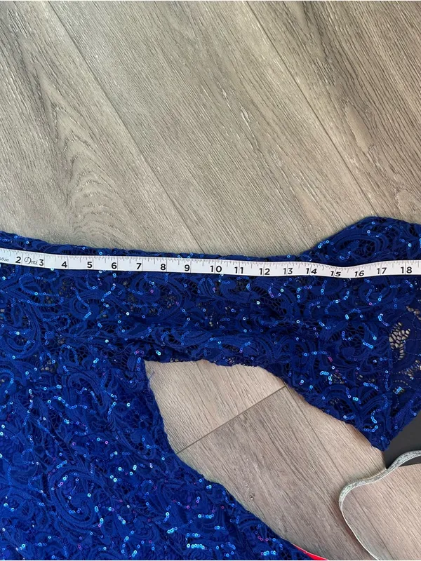 Marina Blue Sequin Lace Dress Size 12 Bell Sleeve Cocktail NWT - Image 12