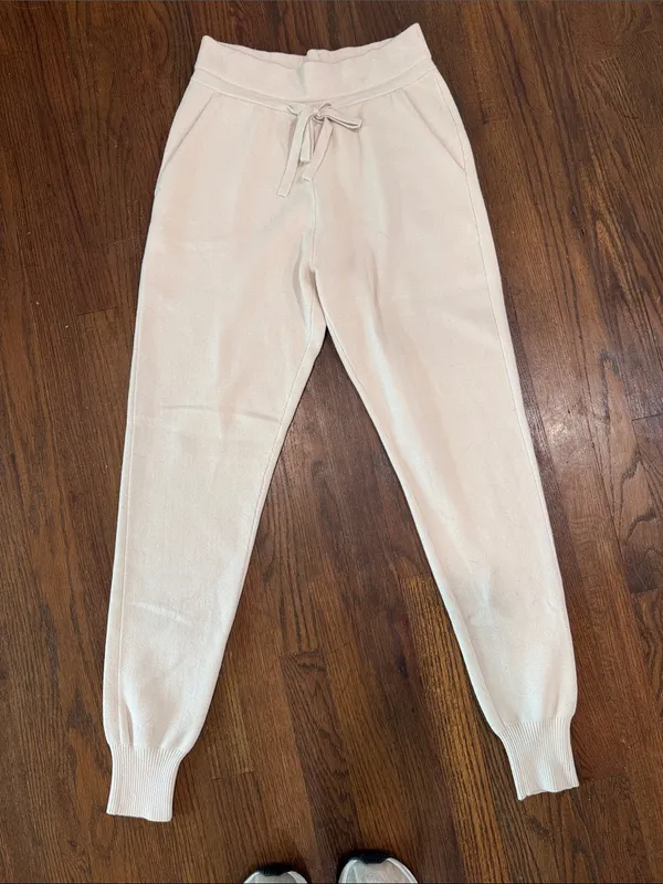 Abercrombie & Fitch Cream Fleece Jogger Pants - Image 5