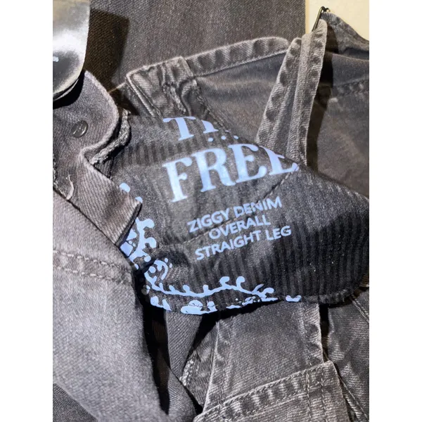 We The Free Free People Black Denim Overalls Womens Size S Straight Leg Bib Jean - Image 11