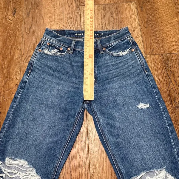 American Eagle Ex-Boyfriend Distressed Straight Leg Jeans Blue Womens 000 26x29 - Image 7