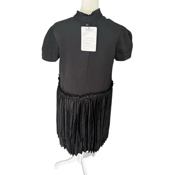 Taylor Tillman Katie Black Pleated Shirt Dress Puff Sleeve NWT S - Image 7