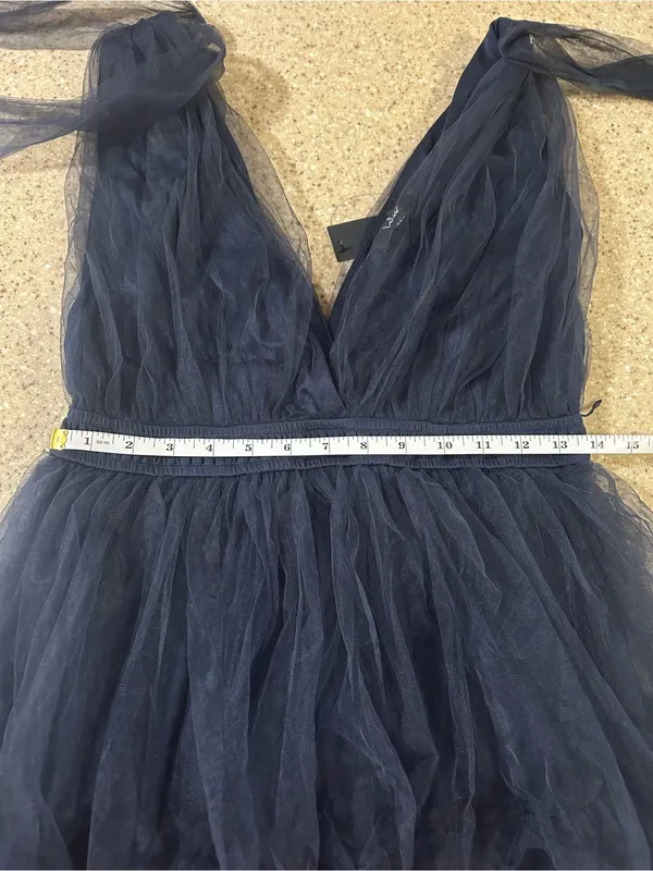 Lulus Flawless Arrival Navy Blue Tulle Tie-Strap Tiered Maxi Dress - Image 9