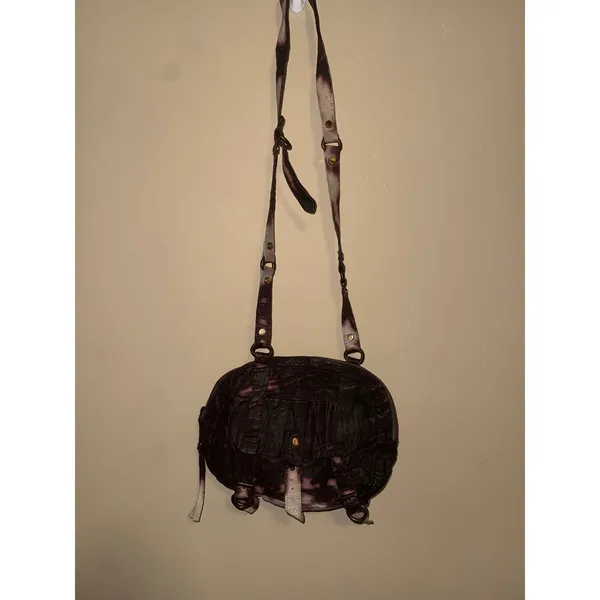 Free People Purple Tie Dye Goat Leather Crossbody Bag Buckle Indie Grunge Boho - Image 2