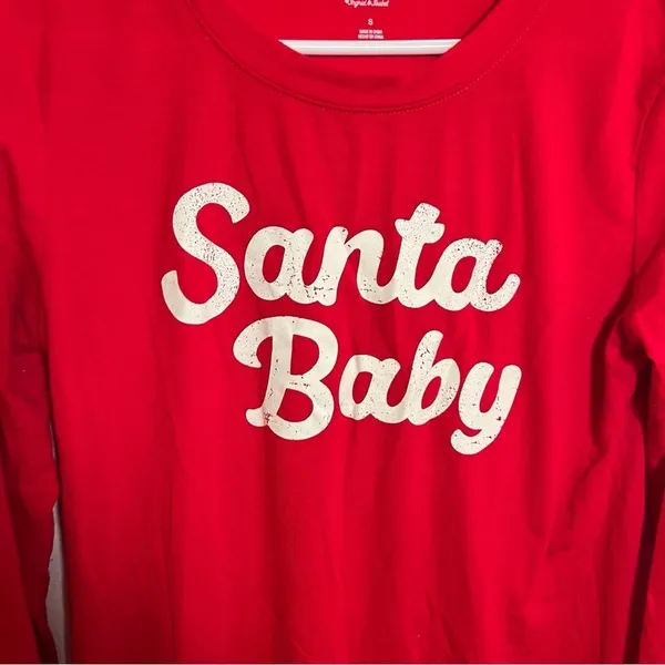 Isabel Maternity Women's Size Small Santa Baby Holiday Graphic Long Sleeve Tee‎ - Image 5