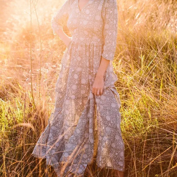 Little Tienda Aurora Sunset Lover Floral Block Print Maxi Dress XL Rare - Image 3