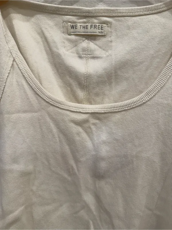 Free People We The Free Ivory Ribbed Scoop Neck Tank Top Medium - Image 3